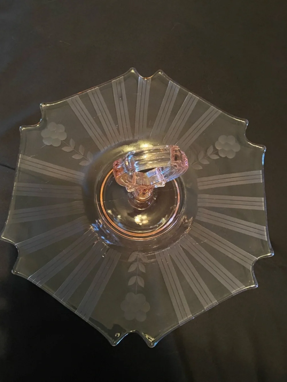 Pink Glass Two-Tier Serving Stand by
